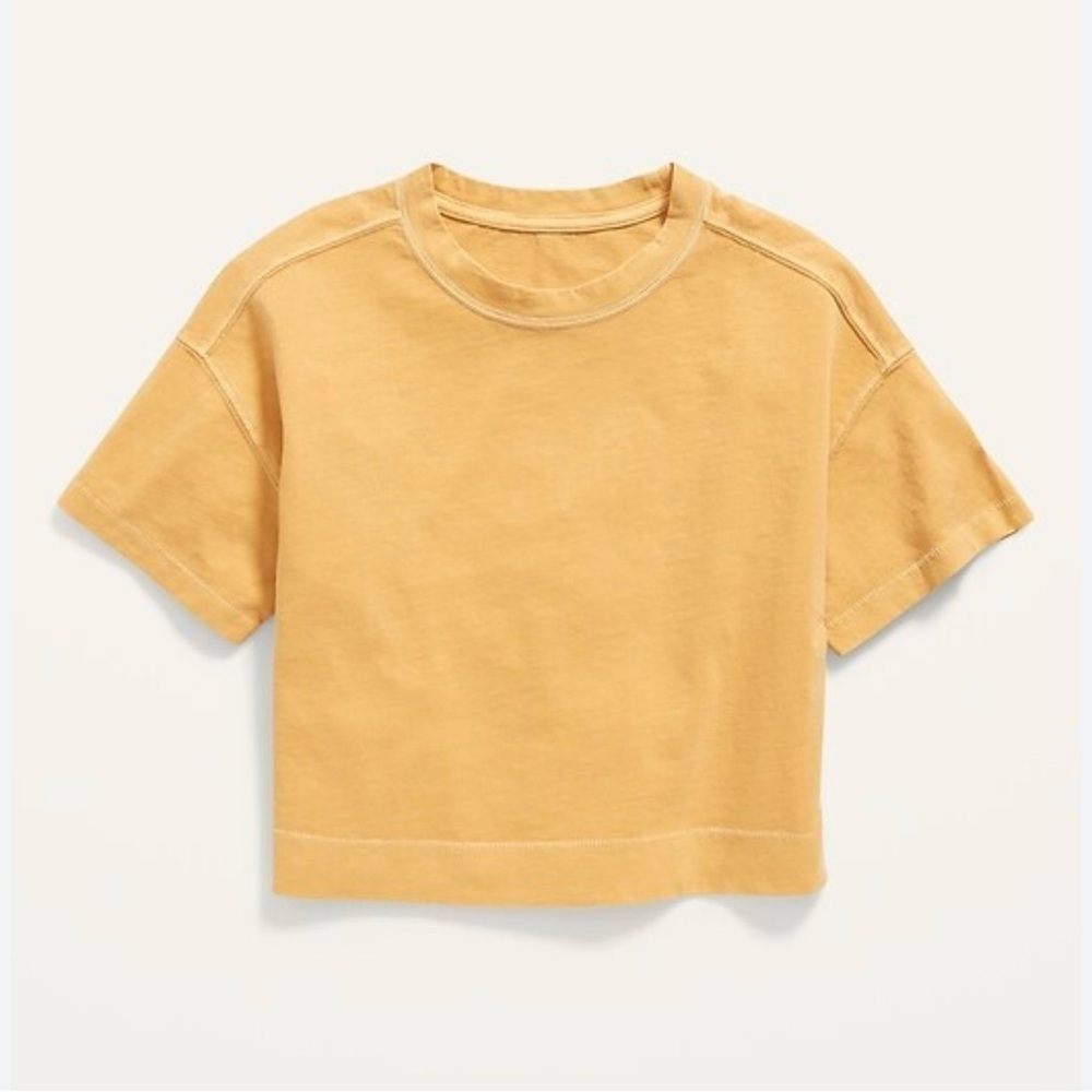 Old Navy Girls Cropped Vintage Crew Neck T-Shirt - Golden, Size XL (14-16)